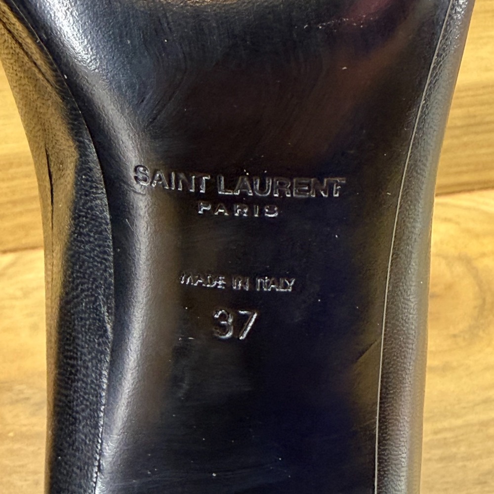 Saint Laurent Paris Pointed Toe Pumps Heel 7 EU 37 Black Leather Formal Business - Picture 10 of 10